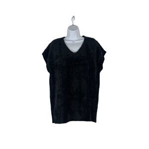 Womens Black Fuzzy V-Neck Sweater Vest Size Medium